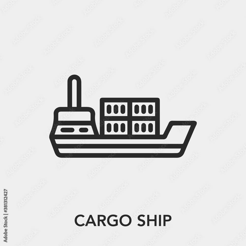 Poster cargo ship icon vector. linear style sign for mobile concept and web design. cargo ship symbol illus