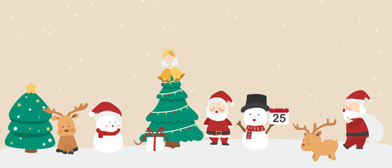 Cartoon Christmas banner or party invitation background