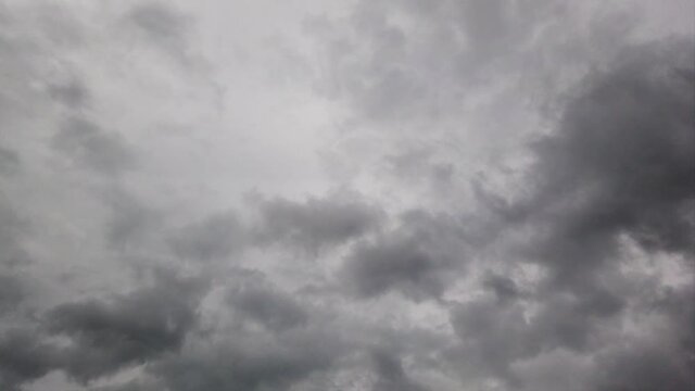 Bad weather time lapse scenic dull sky with smoky dense grey nimbostratus clouds move fast forward by the wind with dramatic light
