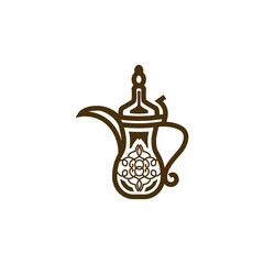 beautiful arabic coffee pot vector logo