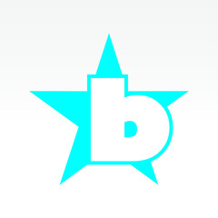 Vector illustration Initial Letter B with star abstract technology logo. Typography digital space concept.