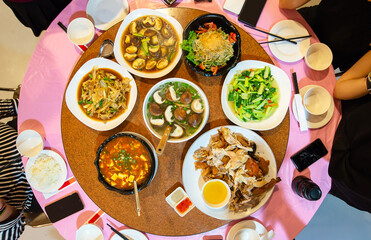 Obraz na płótnie Canvas Chinese restaurant dinner meal various set