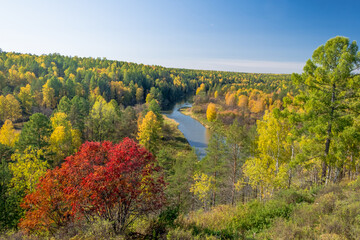 Fototapeta na wymiar Autumn landscape in the Urals, Yekaterinburg, Russia