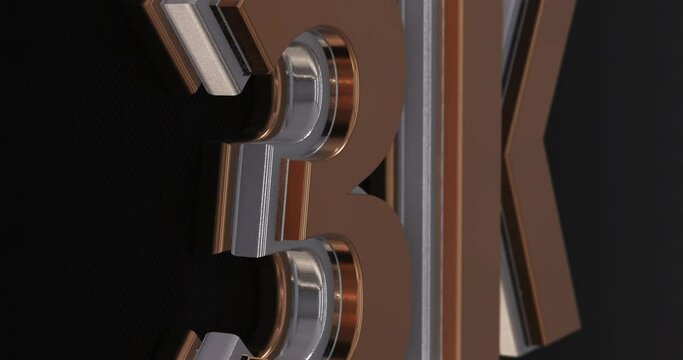 3K, 3000. Modern 3D Promotion Intro. Gold Metal Text Logo for Social Media. Black Background