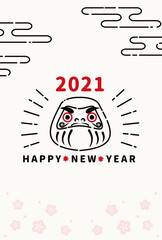 2021　年賀状　ダルマ