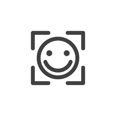 Obraz premium Smile face detect line icon. linear style sign for mobile concept and web design. Face detection outline vector icon. Symbol, logo illustration. Vector graphics