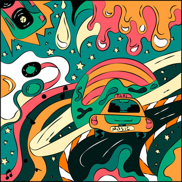 Abstract vector illustration on the theme of music. Surrealistic background picture.