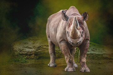 rhinoceros a charging adult rhino