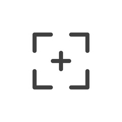 Camera focus line icon. linear style sign for mobile concept and web design. Focus frame outline vector icon. Symbol, logo illustration. Vector graphics