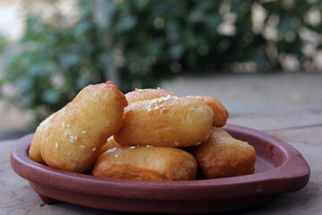 Homemade Odading Indonesian traditional food. Most viral Indonesia food in 2020. Pillow cake or...