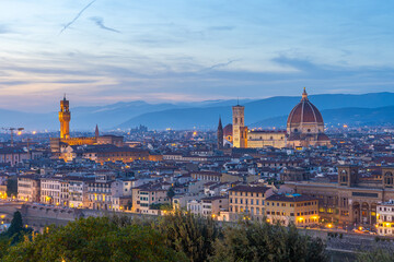 Fototapeta na wymiar View of Florence city skyline at twilight in Tuscany, Italy