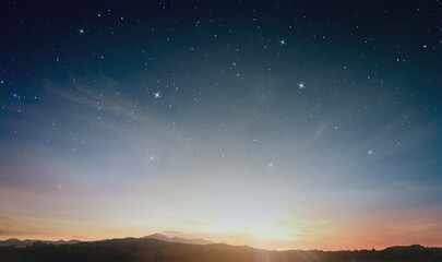 Fototapeta na wymiar Abundant star on horizon sky Christmas night background
