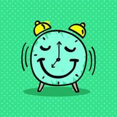 funny doodle clock with smile face