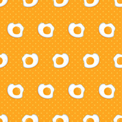 seamless pattern fried egg vector with cirlce yellow background