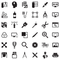 Design Icons. Black Flat Collection. Vector Illustration.
