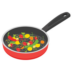
Cooking pan, flat isometric icon.
