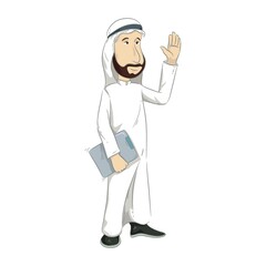middle eastern man waving his hand