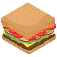 
Flat vector icon of sandwich.
