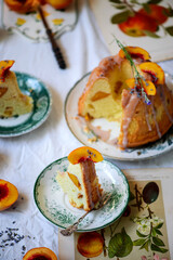 Peach sour cream cake.. vintage style  photo