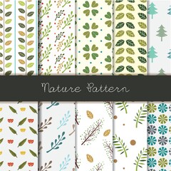 Fototapeta premium Set of nature pattern icons