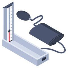 
Blood pressure measurement, bp apparatus icon in isometric style 
