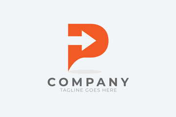 Initial P Logo. letter p with with arrow inside, Usable for Business and logistic Logos, Flat Vector Logo Design Template, vector illustration	
