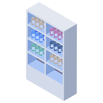 
Medicine Cabinet Icon In Isometric Vector 
