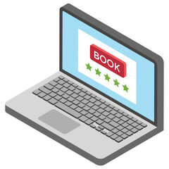 
Online hotel booking isometric icon design 
