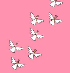 Angel illustration style cartoon pink color 