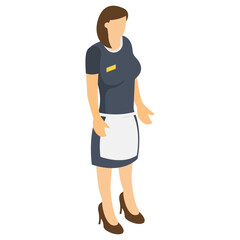 
Female waiter isometric icon design, room service 
