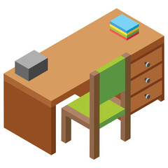 
isometric icon design of office table 
