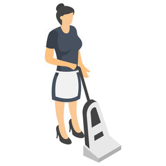 
Room cleaning services isometric icon design, vacuum cleaning 
