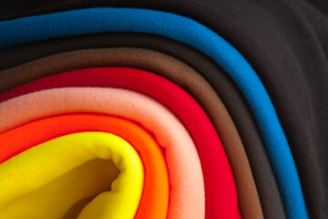 Colorful fleece pile. Background texture, close-up © evannovostro