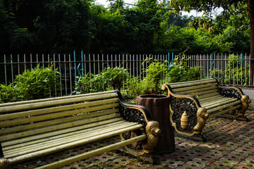 wooden bench in the park