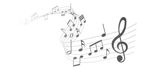 Fototapeta na wymiar musical notes melody on white background
