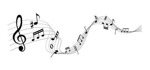 musical notes melody on white background