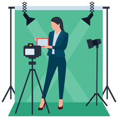 
Photography flat illustration vector, photoshoot concept 
