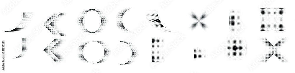 Poster abstract hipster linear halftone dots shapes . vector design elements .