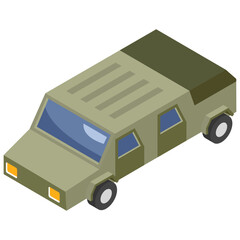 
Military jeep, isometric icon.
