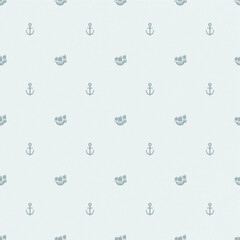 monochrome seamless pattern anchor and ship grey background
