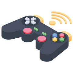 
Joystick, video game controller, isometric icon, 
