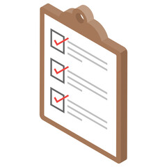 
Isometric style icon of checklist 
