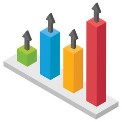 
Isometric icon of progress analytics 
