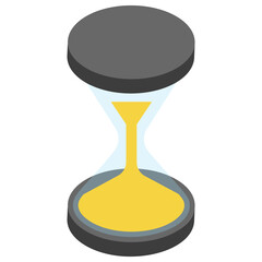 
Isometric icon of hourglass, loading process 
