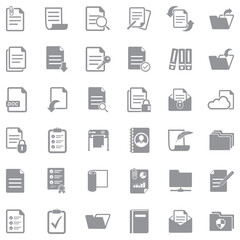 Documents Icons. Gray Flat Design. Vector Illustration.