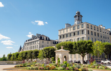 Fountain Alfred de Vigny at the Boulevard des Pyrenees in Pau city , france