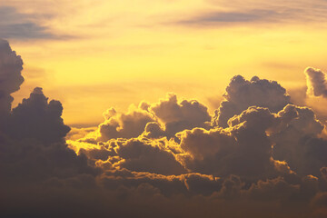Epic sky background image. yellow sky background. Cumulonimbus clouds. huge cloud, 