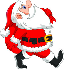Santa Claus running with sack of gifts - 381337640