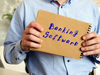 Business concept about Banking Software with phrase on the piece of paper.