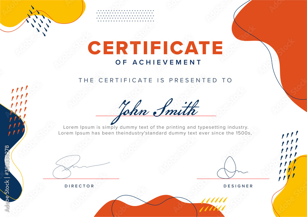 Poster achievement certificate template layout in abstract style.